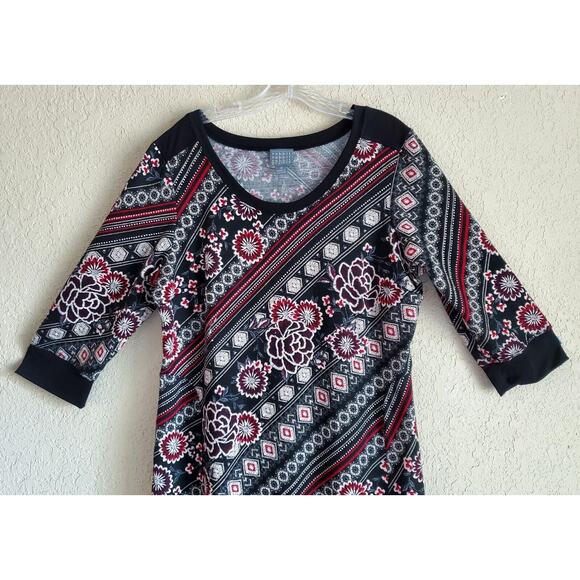 Rabbit Rabbit Rabbit Designs 14 16 Midi Dress Embroidered Fabric Black Red White - Picture 2 of 7